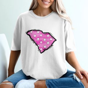 South Carolina Polka Dot T-Shirt, SC State Pride Tee, Pink and White Design, Southern Gift, Trendy Shirt, US State Love