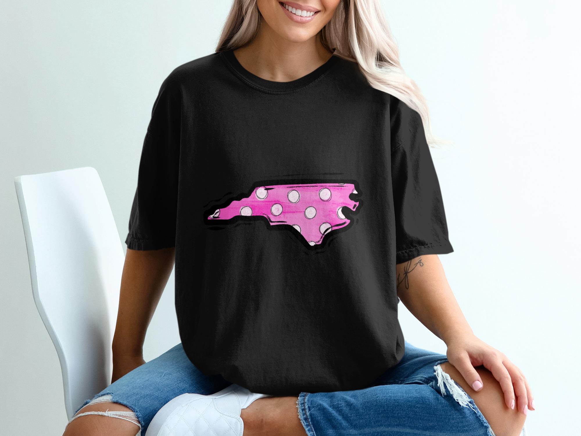 North Carolina T-Shirt, NC Polka Dot Shirt, State Pride Tee, Cute North Carolina Gift, Travel Souvenir T Shirt, Trendy Aesthetic Design - Image 2