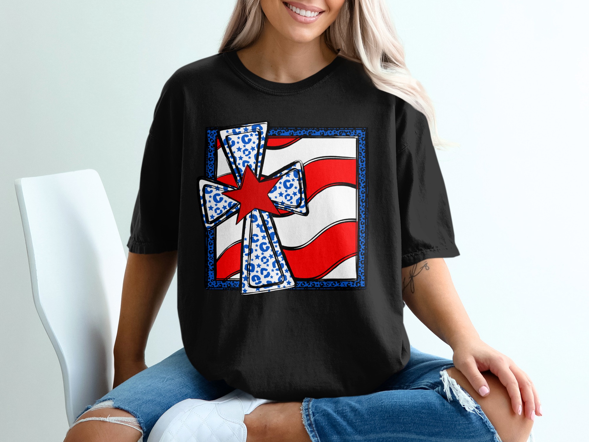 Patriotic T Shirt, American Flag Tee, Fourth of July T Shirt, USA Tee, Red White Blue Shirt, Star T Shirt, Patriotic Shirt, USA Flag Tee - Image 2