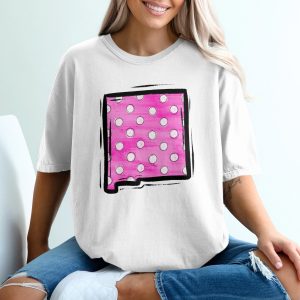 Pink Polka Dot T-Shirt, Abstract Design, Square Graphic Tee, Trendy Top, Casual Wear, Stylish Shirt, Fashionable Apparel, Gift Idea