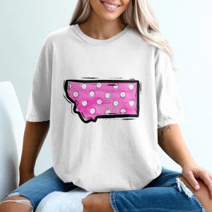Pink Montana Polka Dot T-Shirt, Cute State Pride Tee, Trendy Gift Idea, Montana Lover Shirt, Fun Graphic Tee, Montana Souvenir T-Shirt