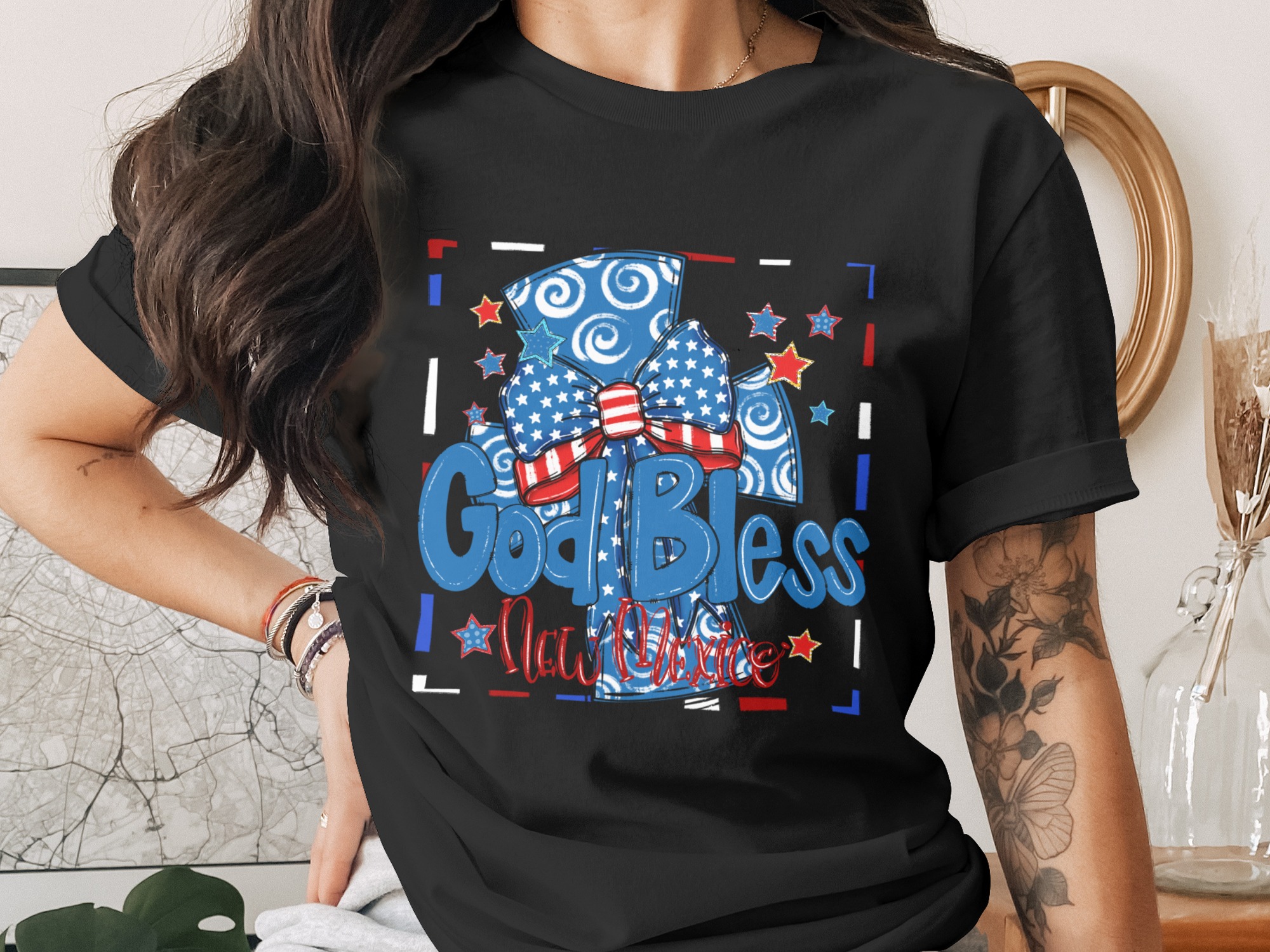 God Bless New Mexico Digital Download, Sublimation PNG DTF, Patriotic Design, Fourth of July, USA Flag Graphic, Instant Download, Craft - Image 3