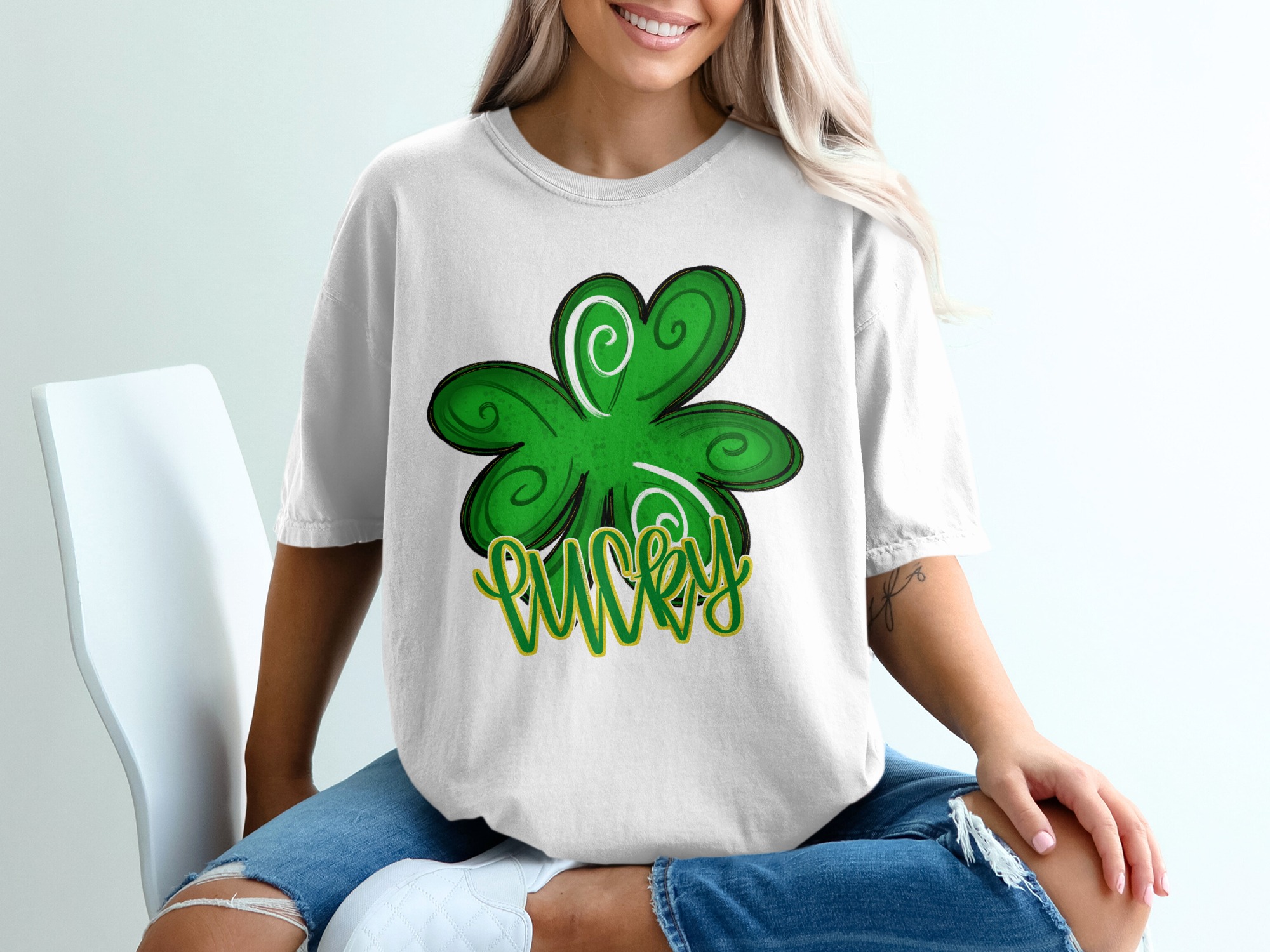 Lucky Four Leaf Clover T Shirt, St Patricks Day Tee, Irish Luck T-Shirt, Clover Graphic Tee, Good Luck T-shirt, Holiday T-shirt