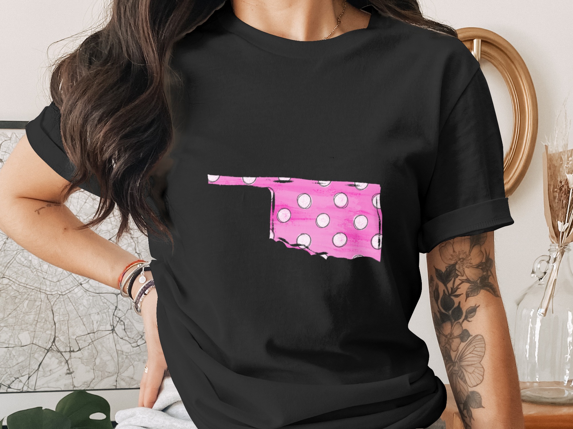 Oklahoma State Digital Download Sublimation, dtf, png, Pink Polka Dot Graphic, Instant Download, Shirt Design, Patriotic, usa, ok - Image 3