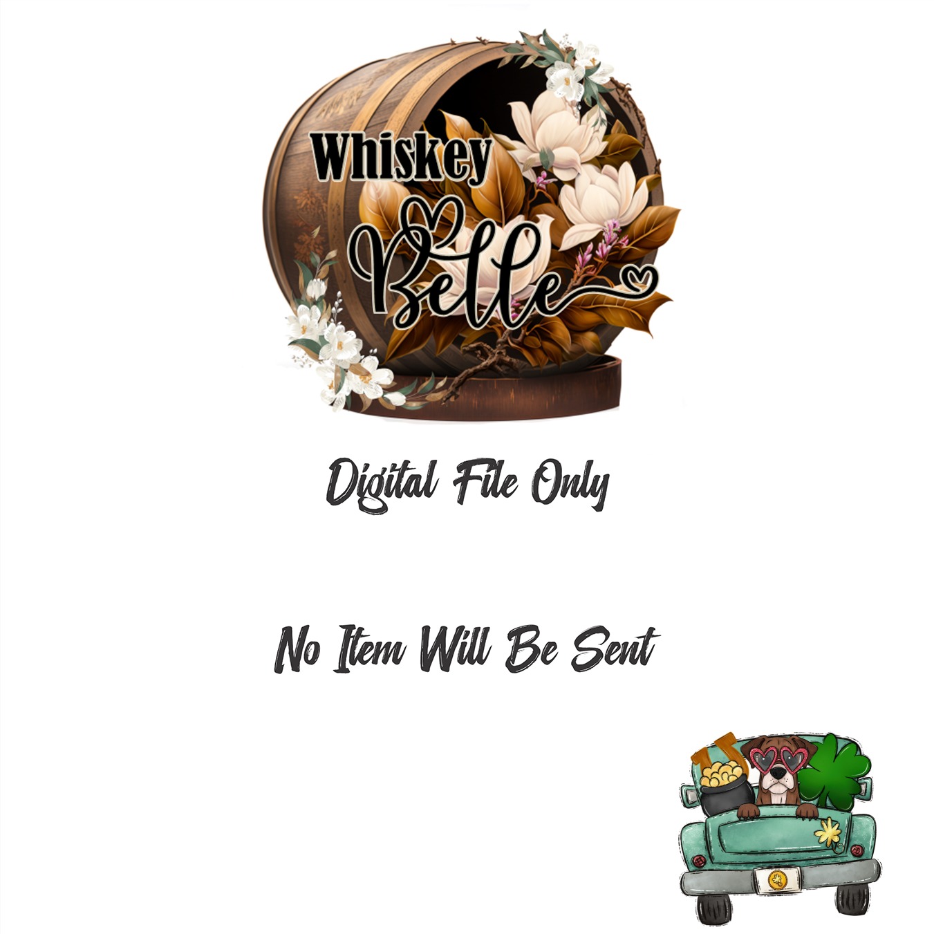 St Patricks Day Dog Truck Digital Download, Sublimation DTF PNG, Irish Clover, Puppy, Pot of Gold, Cute Design, Lucky Graphic, Printable Art - Image 3