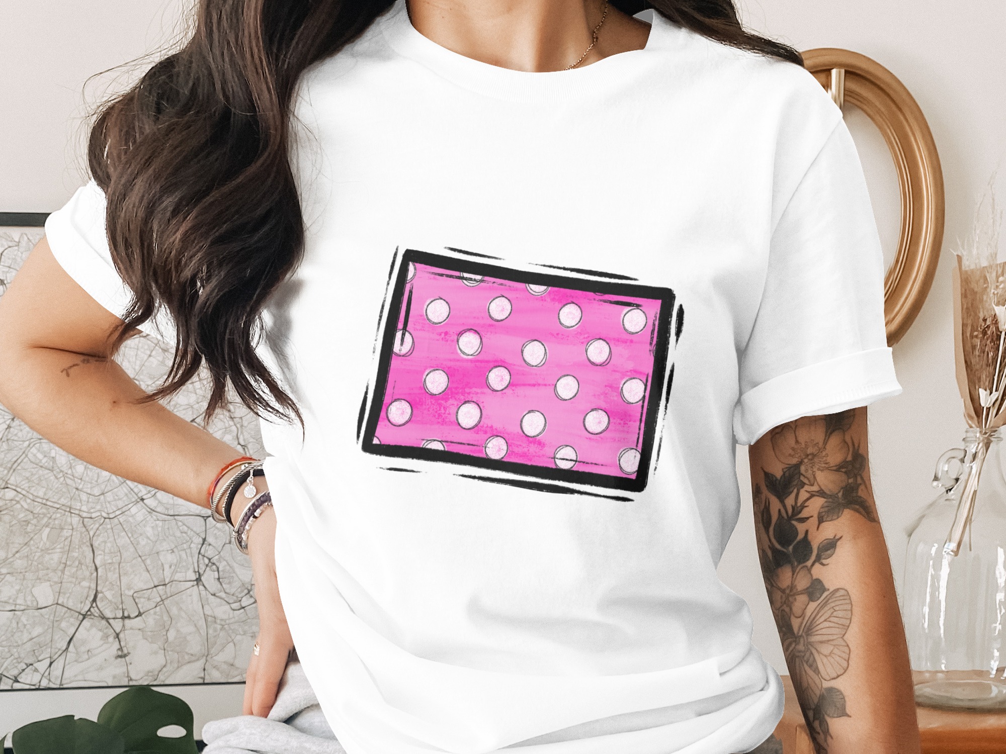 Pink Polka Dot Design Digital Download, Sublimation PNG DTF, Trendy Graphic, T Shirt Print, Commercial Use, DIY Project, Cute Pattern