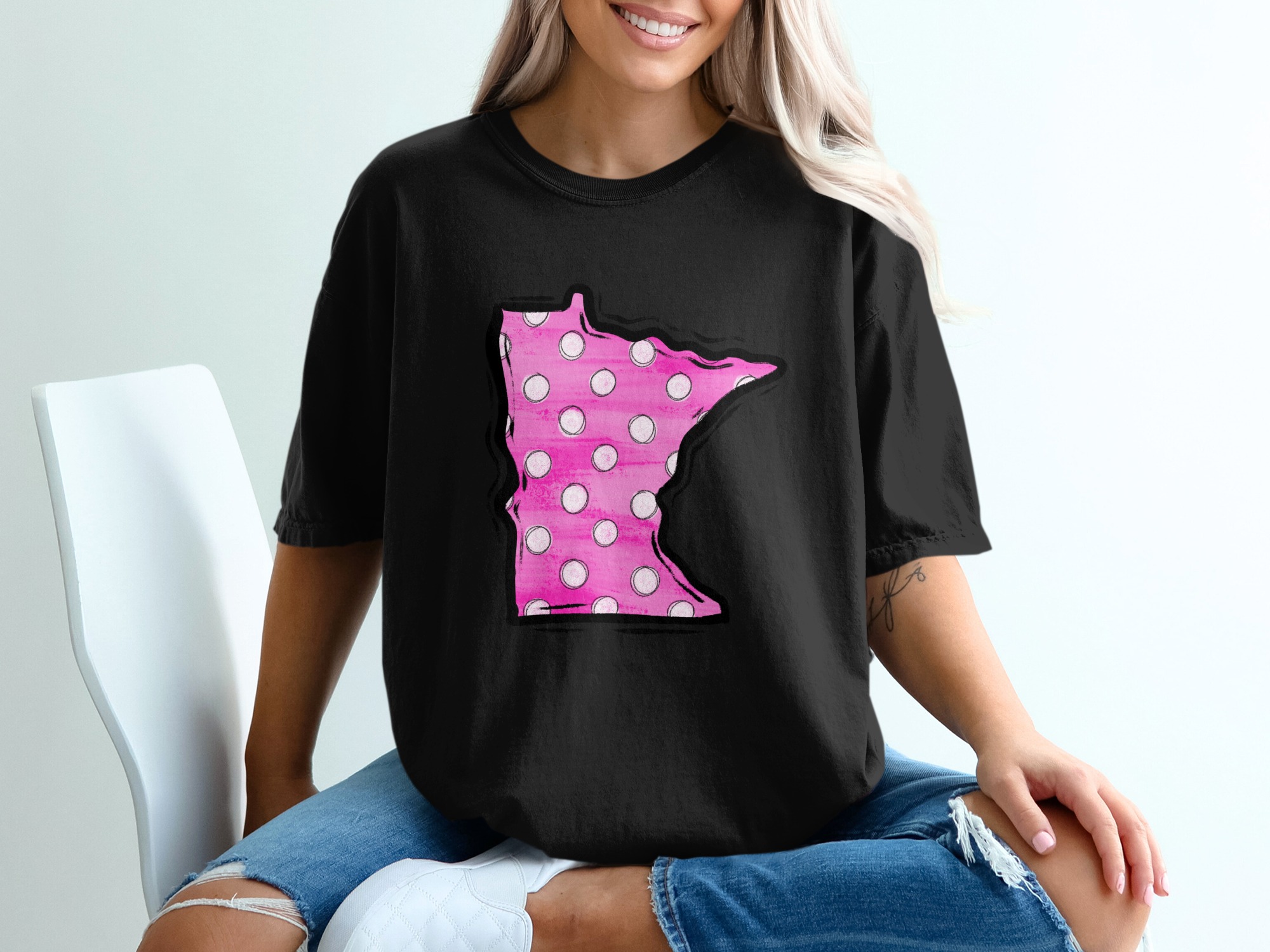 Minnesota T-Shirt, Pink Polka Dot State Pride Tee, Minnesota Souvenir Shirt, Gift for Minnesota Lover, MN State T-Shirt - Image 2