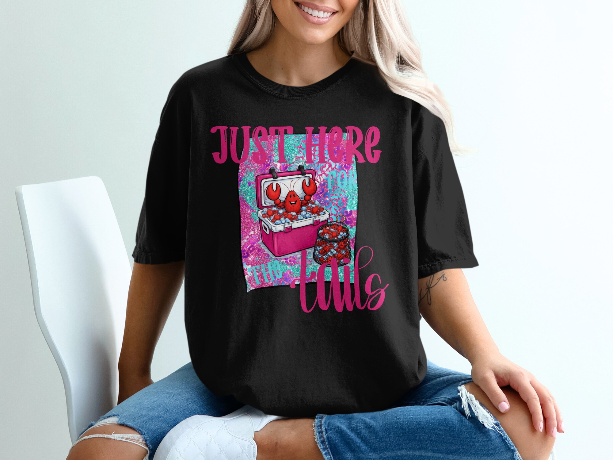 Crawfish Boil T-Shirt, Just Here for the Tails Shirt, Funny Seafood T-Shirt, Louisiana T-Shirt, Cajun T-Shirt, Southern Comfort T-Shirt - Image 2