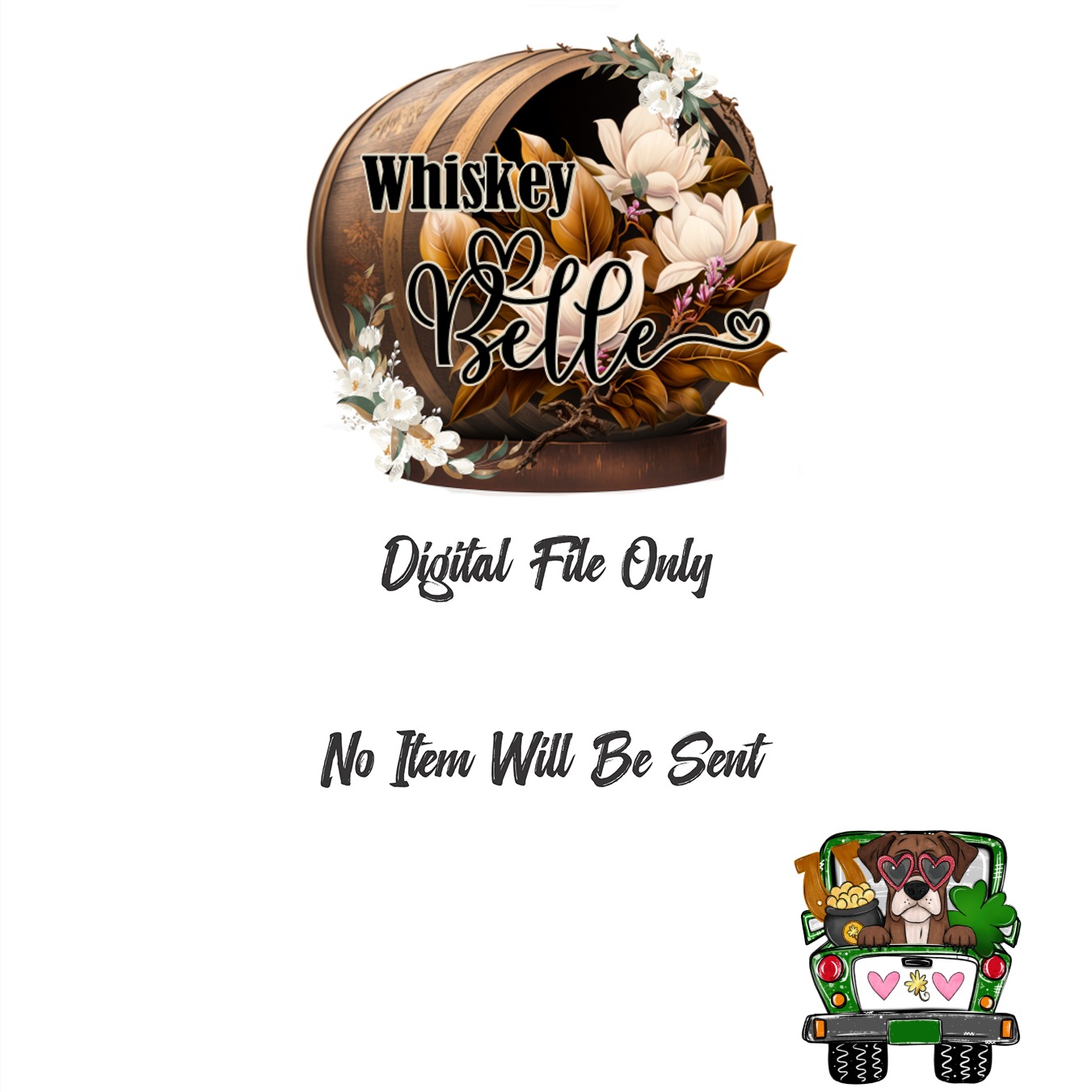St Patricks Day Boxer Dog, Truck Digital Download, Sublimation PNG DTF, Irish Puppy Luck, Shamrock, Lucky Pot of Gold, Heart Sunglasses - Image 3