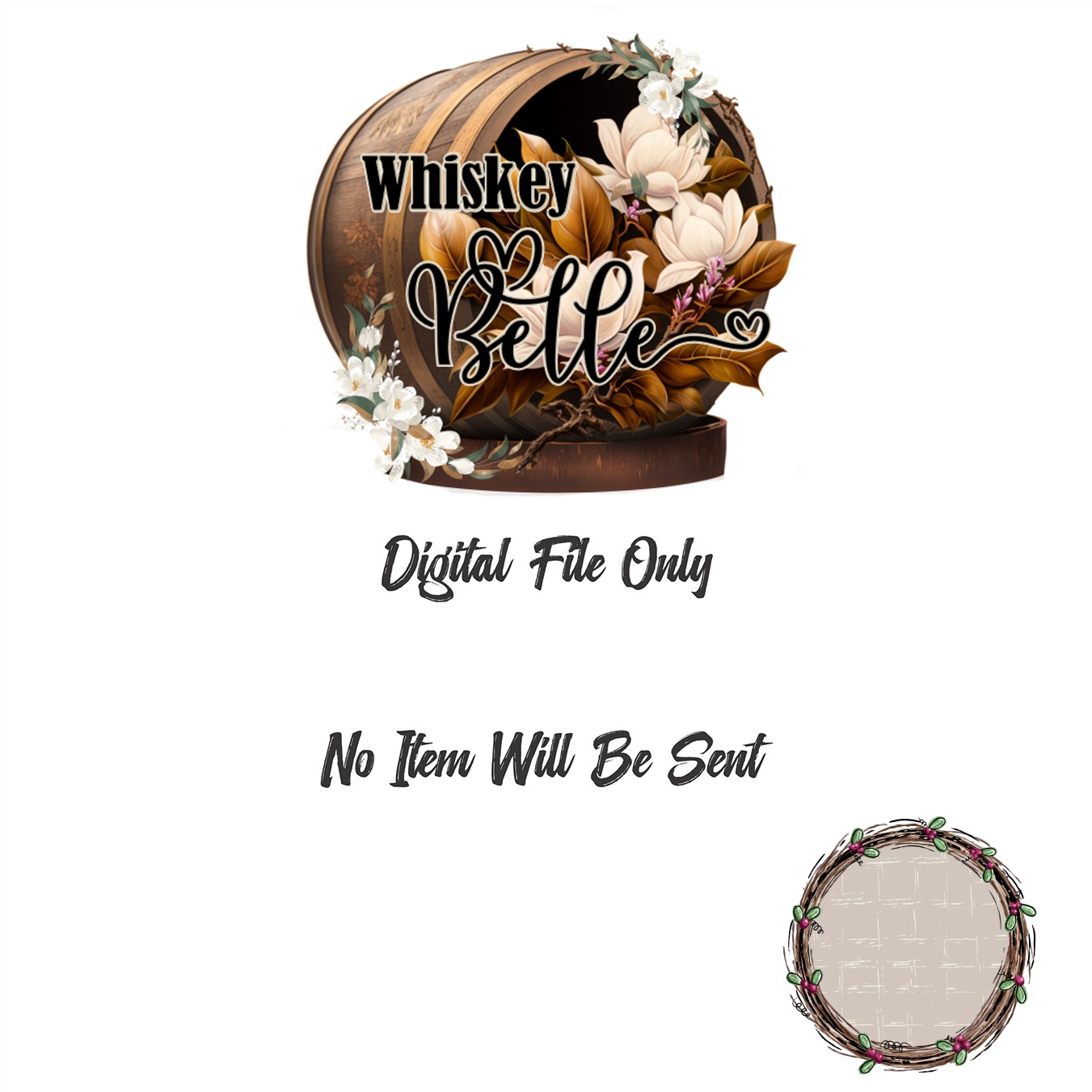 Digital Download, Wreath PNG, Sublimation Design, DTF Print, Mistletoe Design, Rustic Wreath, Printable Art, Floral Circle, Holiday Decor - Image 3