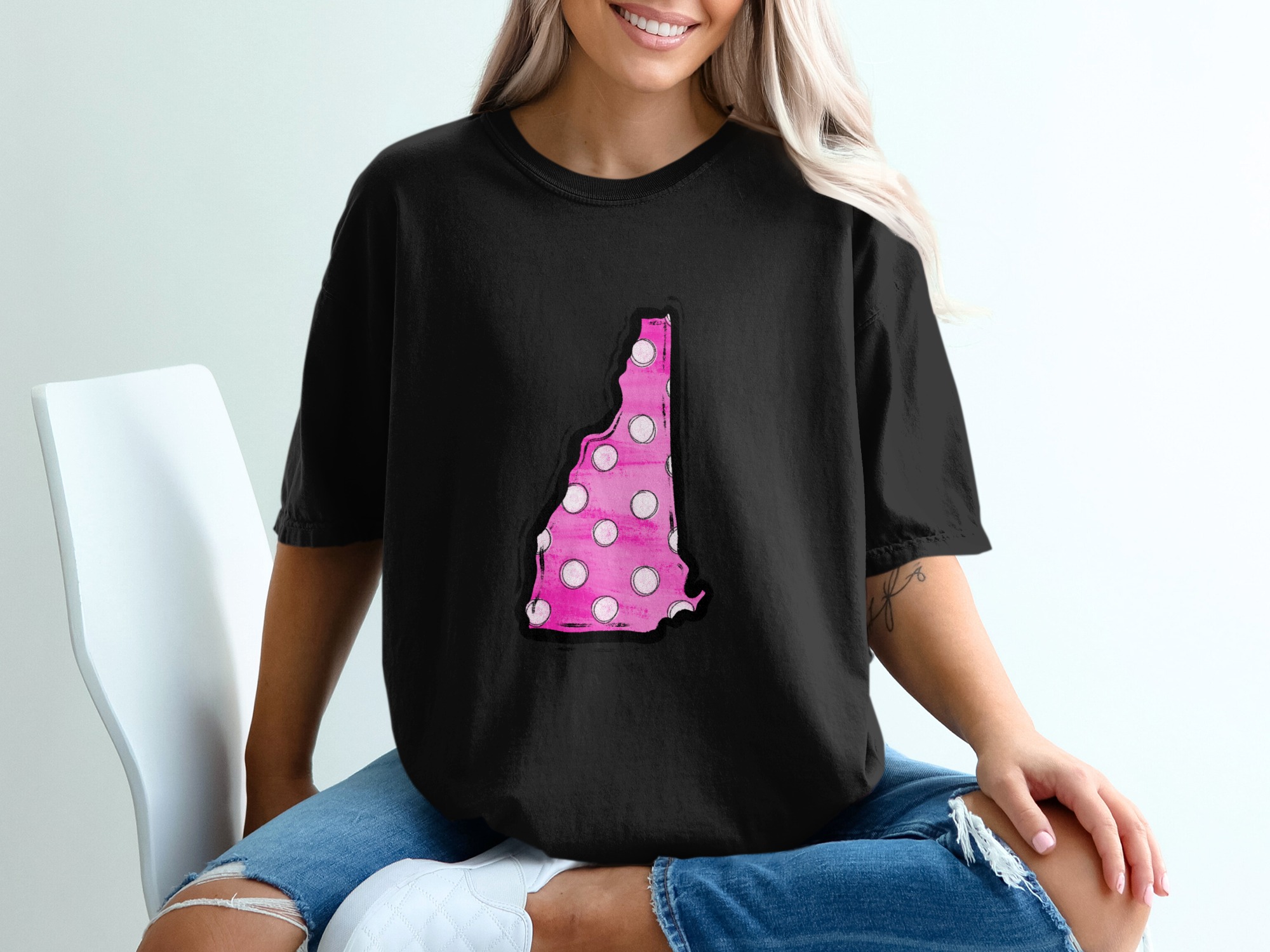 New Hampshire T-Shirt, NH State Pride, Polka Dot Design, Home State Tee, Gift for New Hampshirite, Souvenir Shirt, New England Style - Image 2