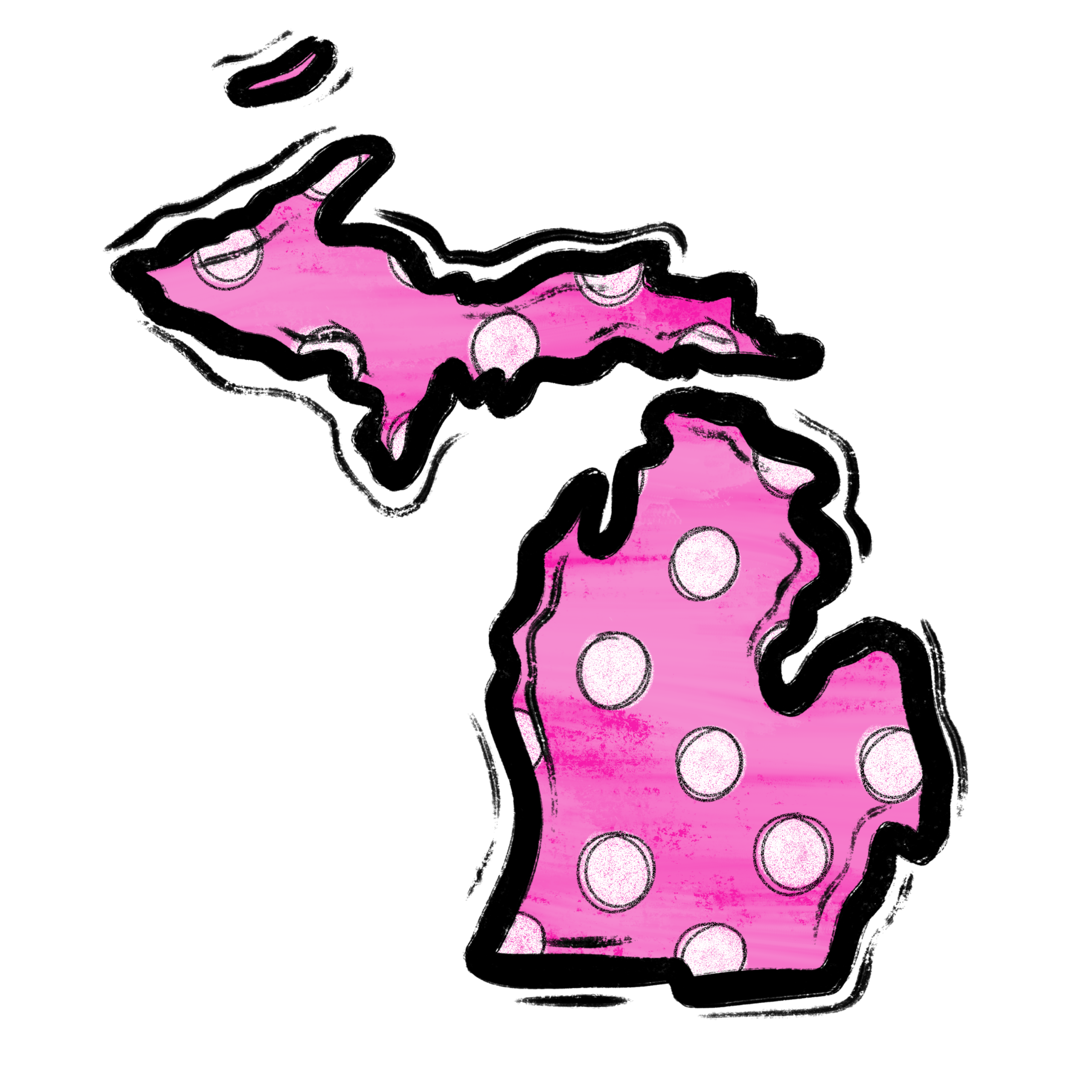 Michigan Map Digital Download, Sublimation Design, DTF Print PNG, Pink Polka Dot Michigan, State Pride Graphics, DIY Craft Projects - Image 2