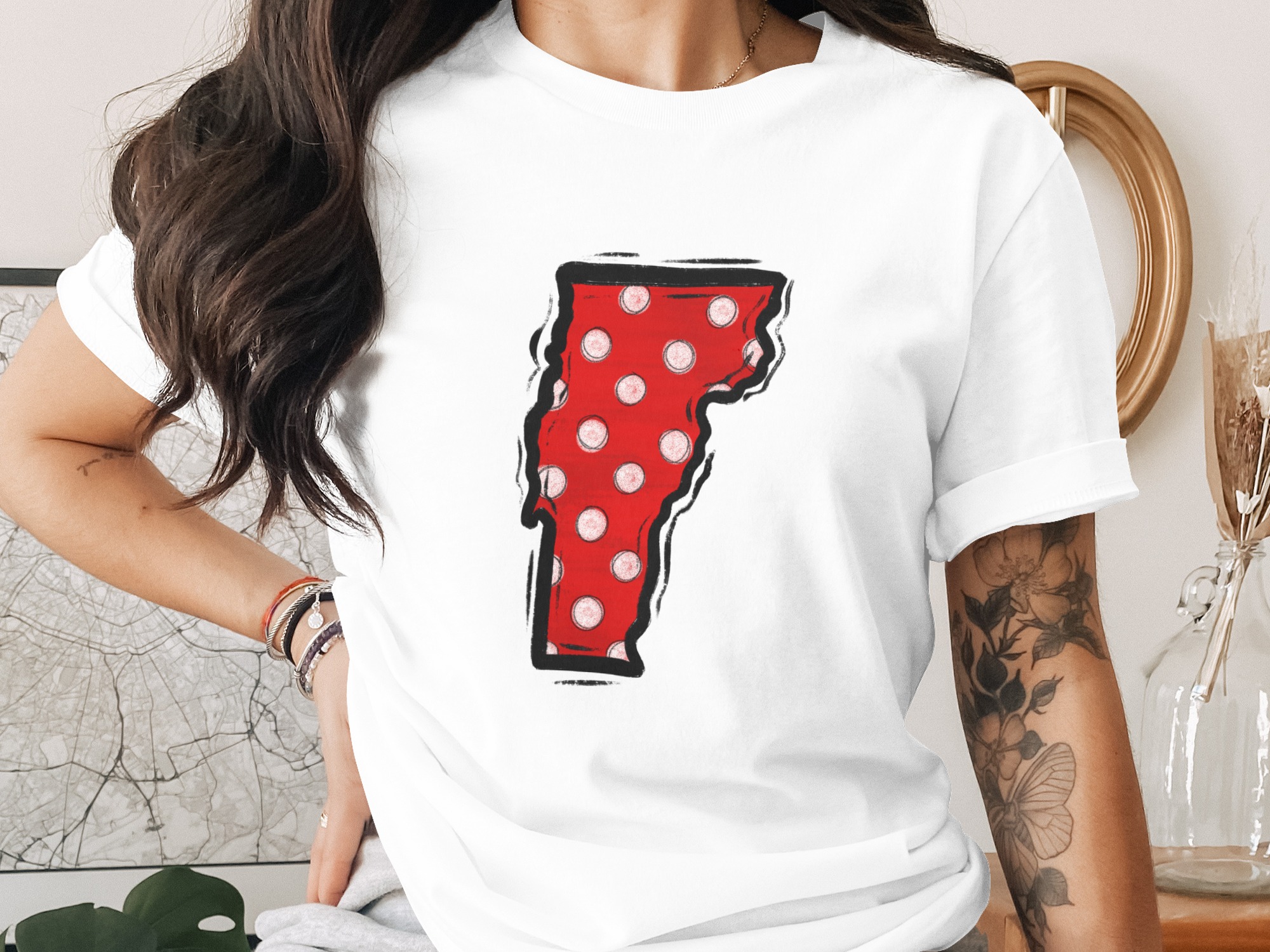 Vermont Polka Dot Map Digital Download, Sublimation png, dtf File, vt State Pride, Vermont Lover, usa State Illustration, Vermont Souvenir