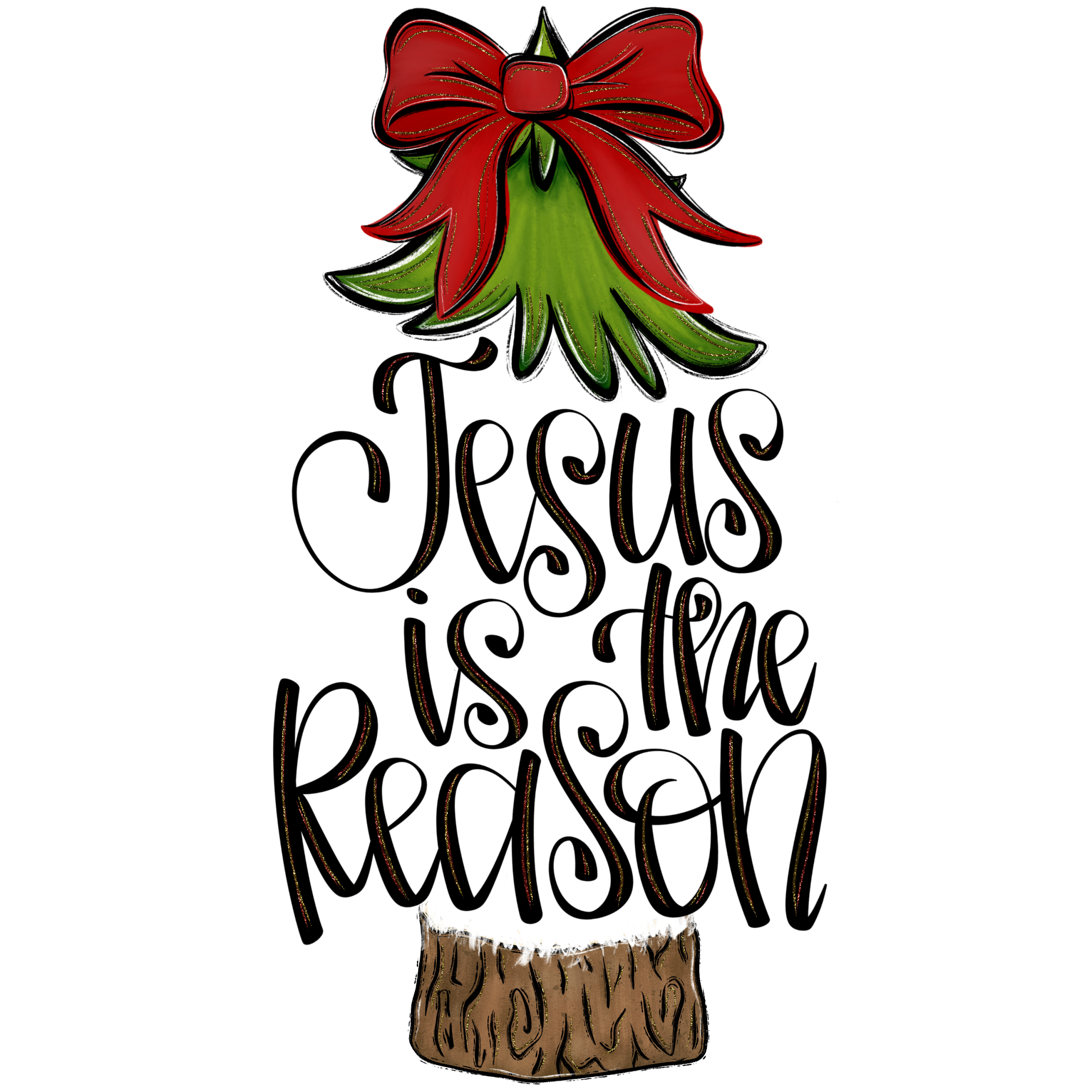 Jesus Is Reason, Christmas Tree Digital Download, Sublimation Design, DTF, PNG, Holiday Season, Festive Art, DIY Projects, Christian Theme - Image 2
