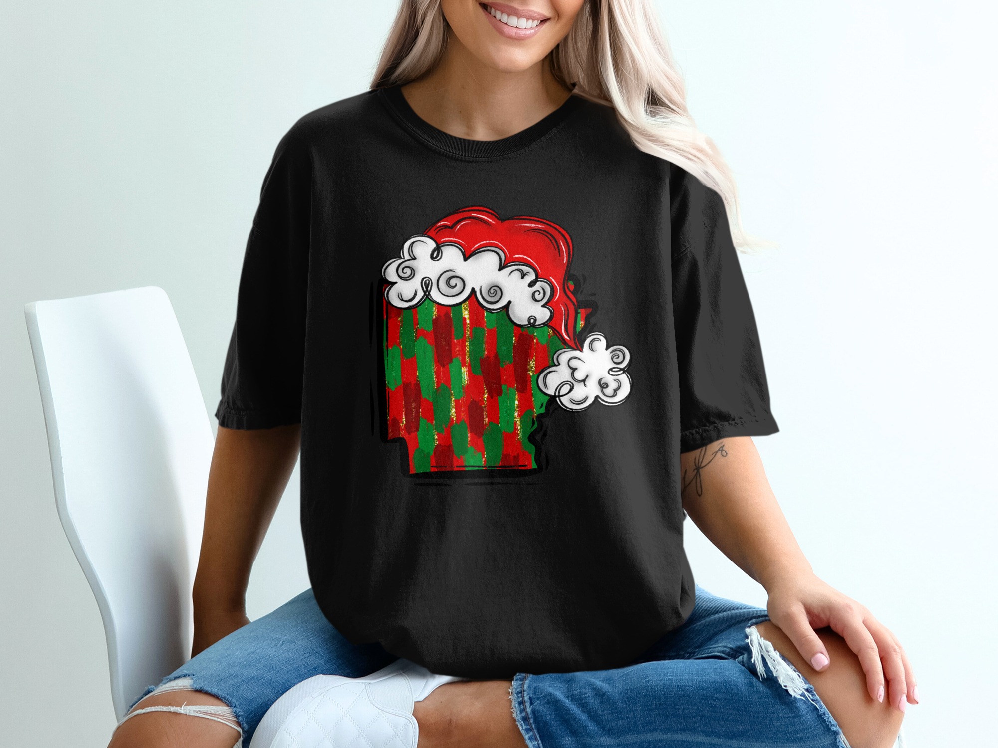 Christmas T Shirt, Santa Hat Beer, Holiday Tee, Funny Santa Hat, Christmas in July, Beer Lover Gift, Santa Hat T-Shirt, Gift for Him, Gift - Image 2