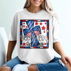 God Bless Arkansas T-Shirt, Patriotic USA Tee, Arkansas Pride, July 4th Shirt, American Flag T Shirt, State Pride Gift Idea