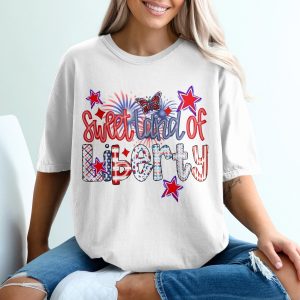 Sweet Land of Liberty T-Shirt, Patriotic Tee, July 4th Shirt, USA Stars, Butterfly Shirt, Fireworks T-Shirt, Independence Day Gift