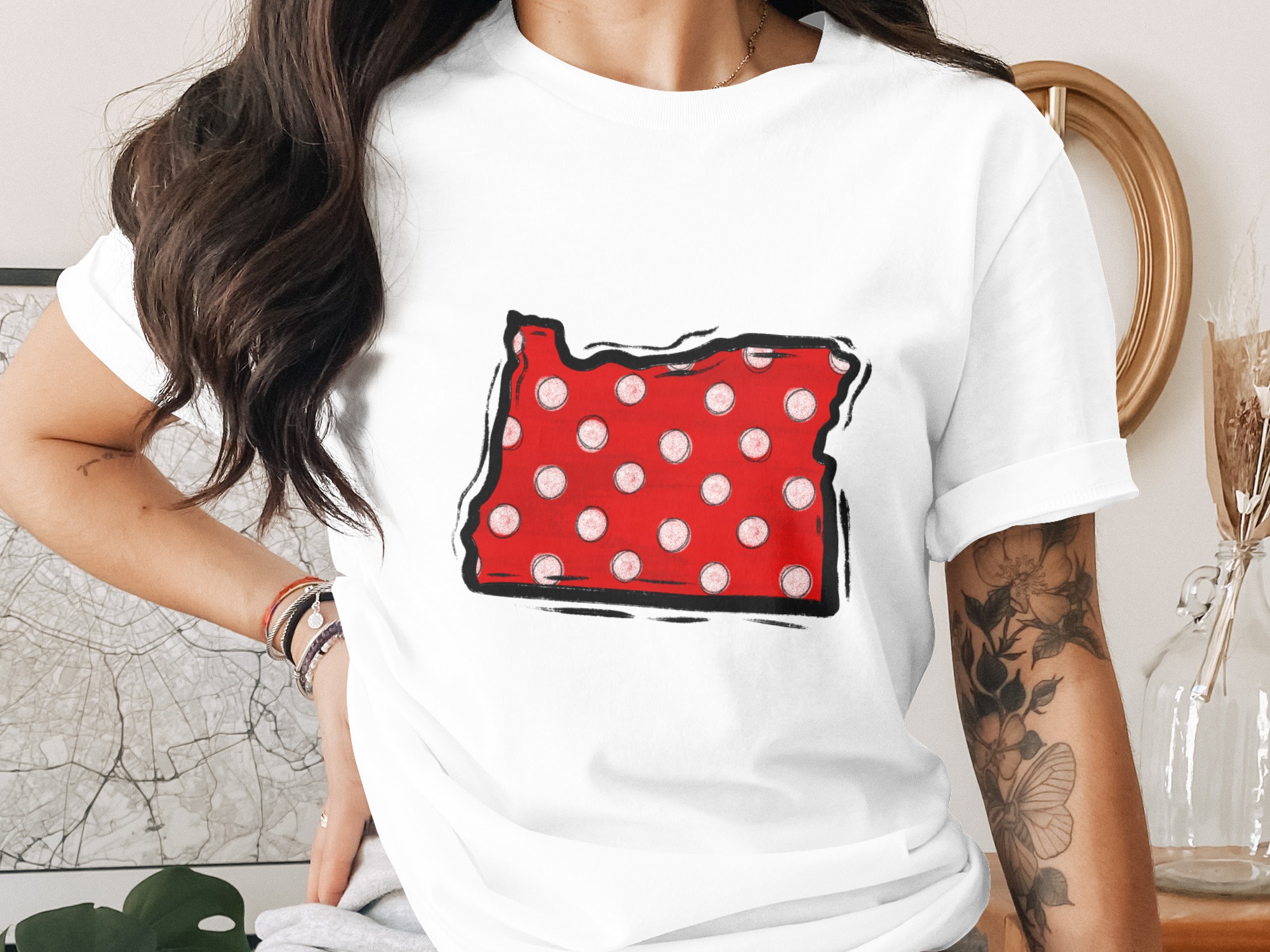 Oregon State Outline Polka Dot, Digital Download Sublimation DTF PNG, State Pride Graphic, Trendy Design, Printable Art, Instant Download