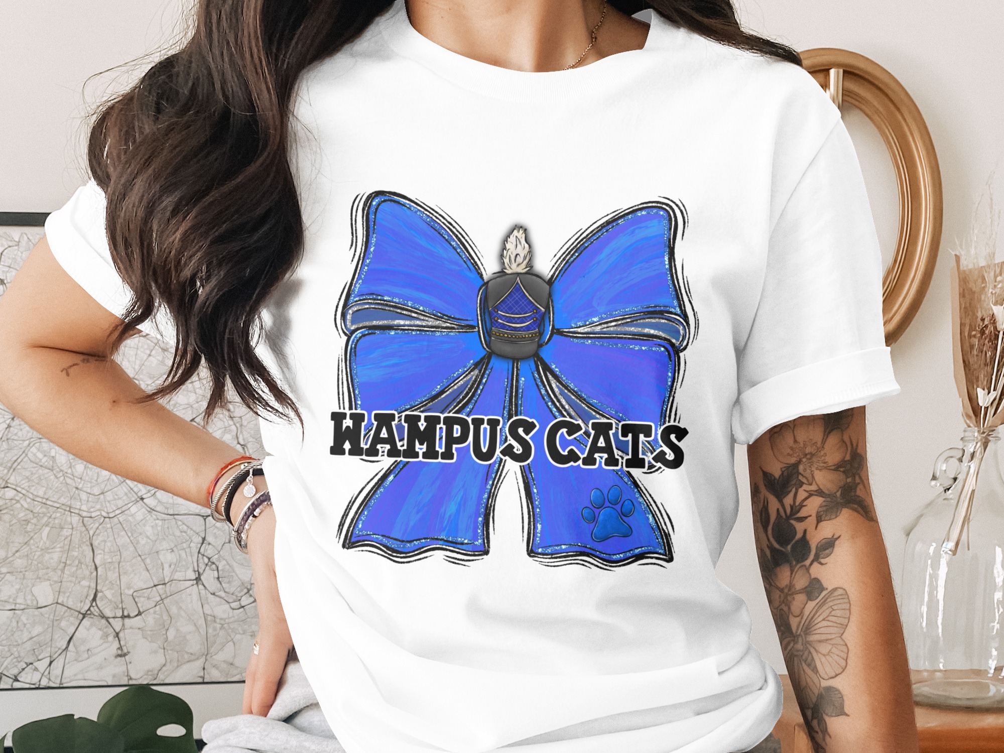 Wampus Cats, Marching Band Bow, Digital Download, Sublimation, DTF, PNG, School Spirit, Mascot, Band Mom, Team Pride Design