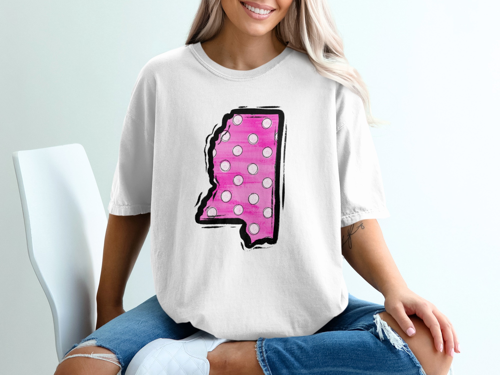 Mississippi State Outline Digital Download, Polka Dot Sublimation Design, DTF PNG for Shirts, State Pride Clipart, Mississippi Gifts