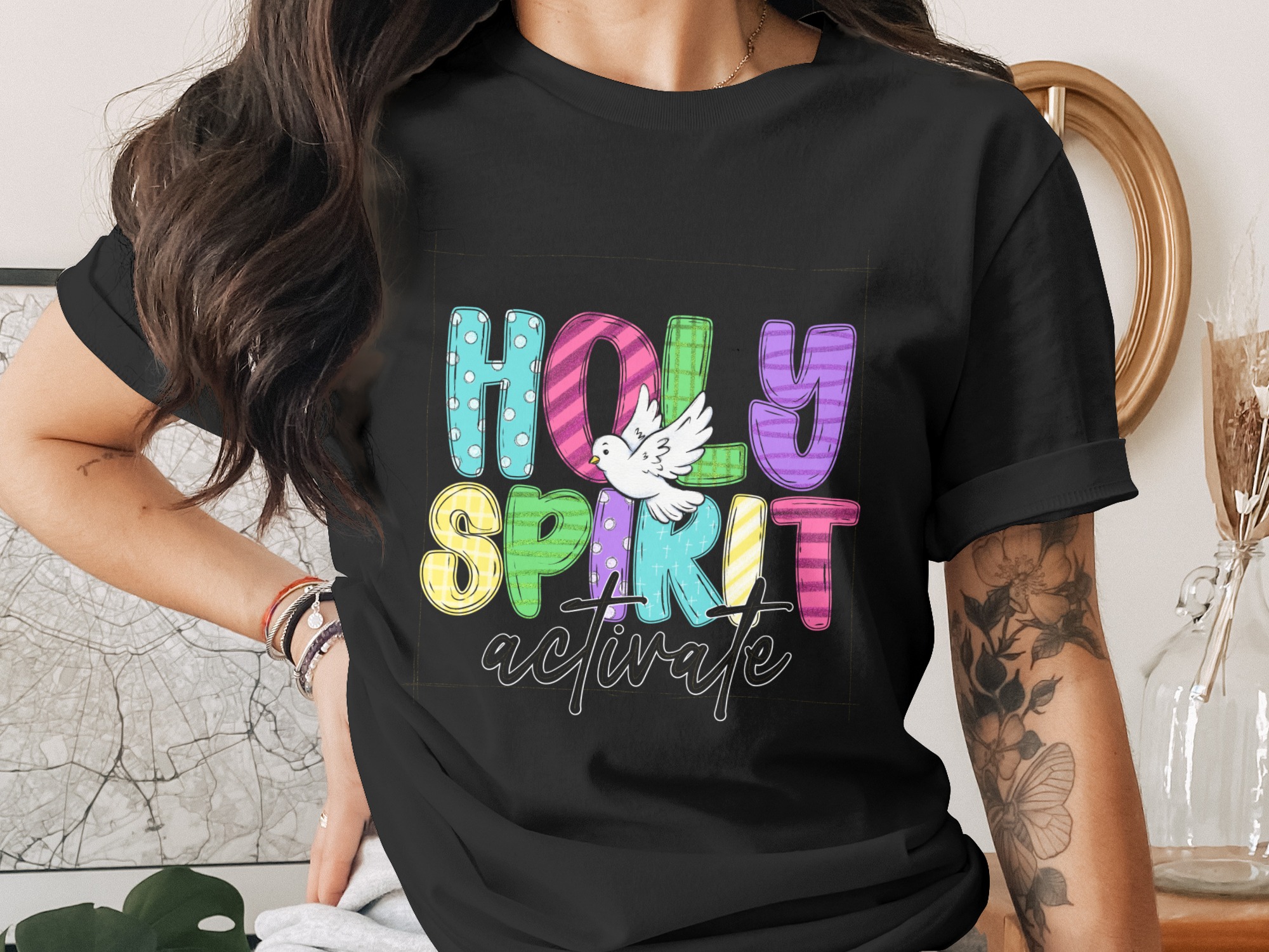 Holy Spirit Activate Digital Download, Sublimation PNG, DTF Design, Christian Design, Faith Based, Religious Art, Dove Graphic - Image 3