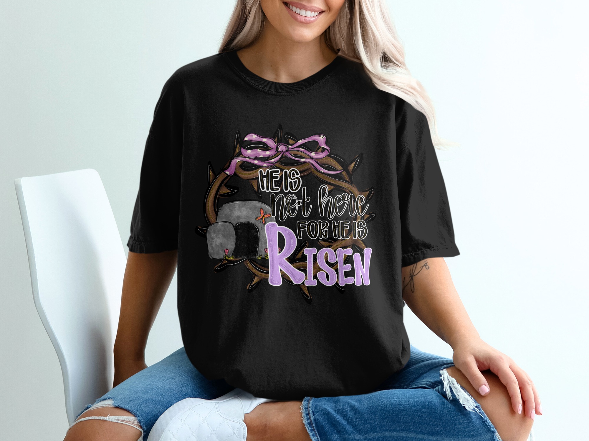 He Is Risen T-Shirt, Easter Shirt, Religious Tee, Christian Apparel, Resurrection Shirt, Easter Gift, Faith Based T Shirt - Image 2