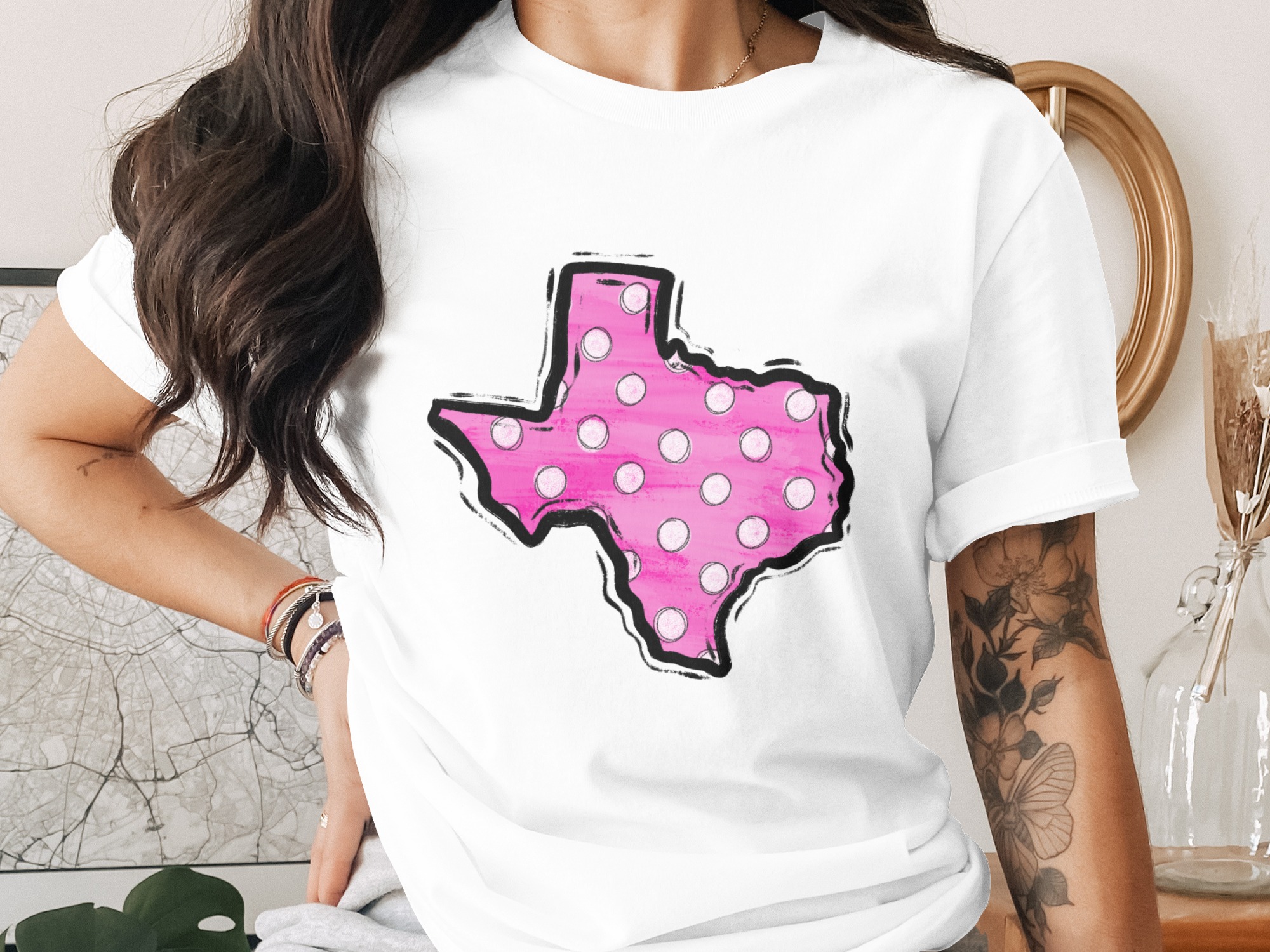 Texas Digital Download Sublimation, DTF PNG, Pink Polka Dot Texas, State Pride, Texas Girl, Instant Download, Printable Design - Image 2