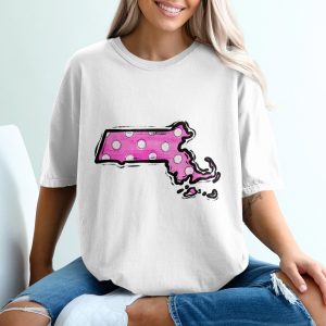 Massachusetts State T Shirt, Polka Dot Pink, MA Pride, Massachusetts Gift, Home State Love, State Outline Shirt, MA T-Shirt, Trending Now
