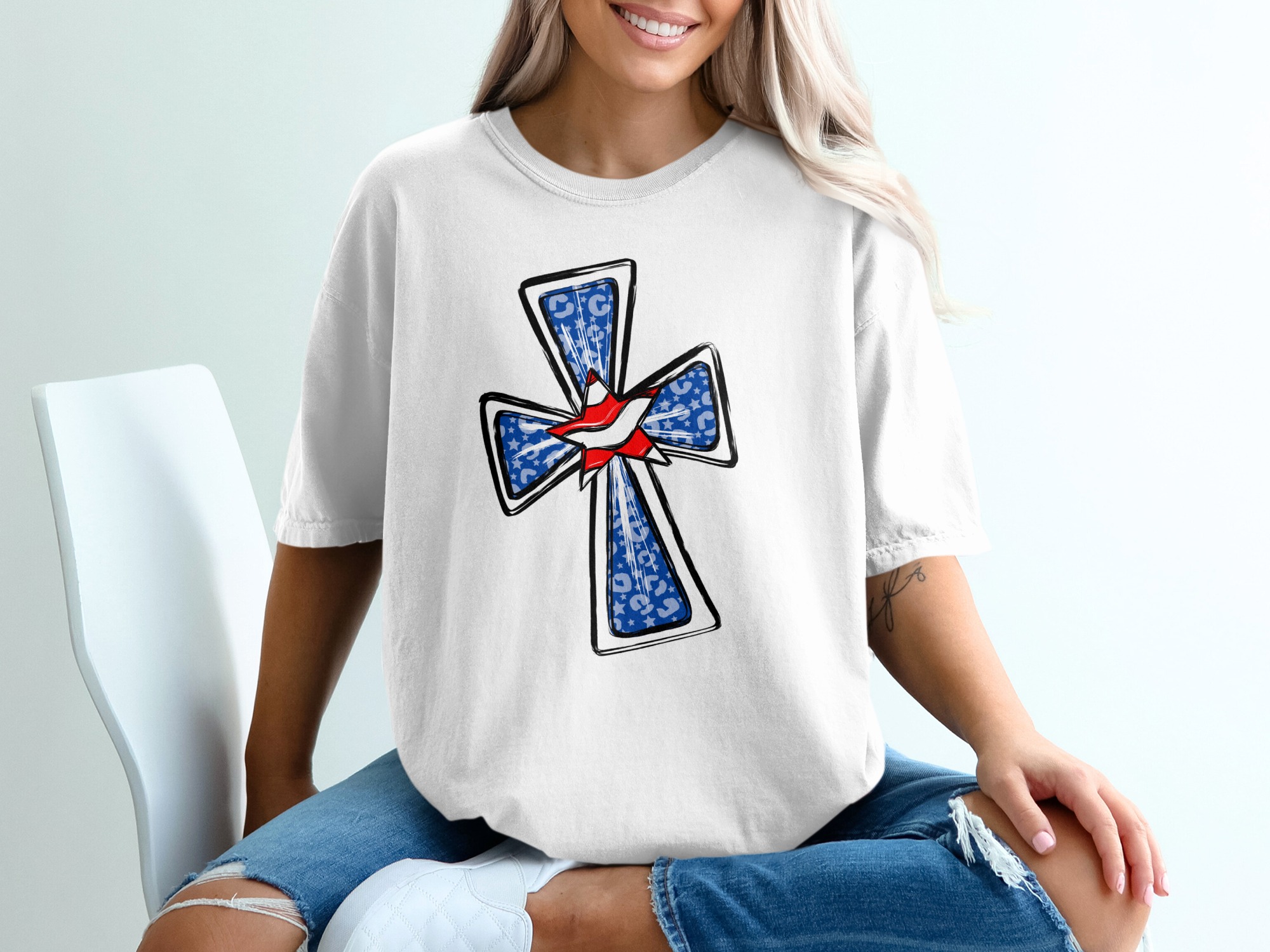 Dove Cross T-Shirt, Christian Apparel, Religious Tee, Bird Cross, Faith Based, Graphic T Shirt, Trendy Shirt, Gift Idea