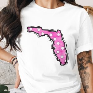 Florida State Map Digital Download, Pink Polka Dot Design, Sublimation, DTF, PNG File, Trendy Design