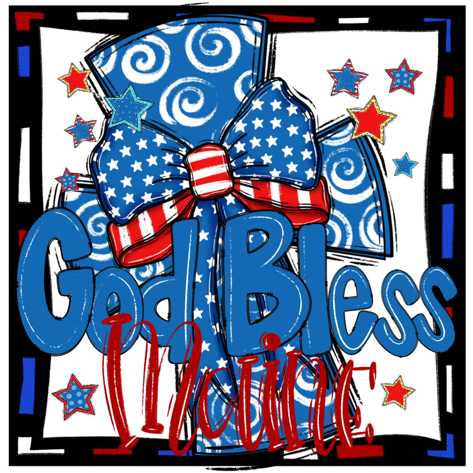 God Bless America Digital Download, Sublimation PNG DTF, Patriotic USA Flag, 4th July Independence Day, Celebration Printable Design - Image 2