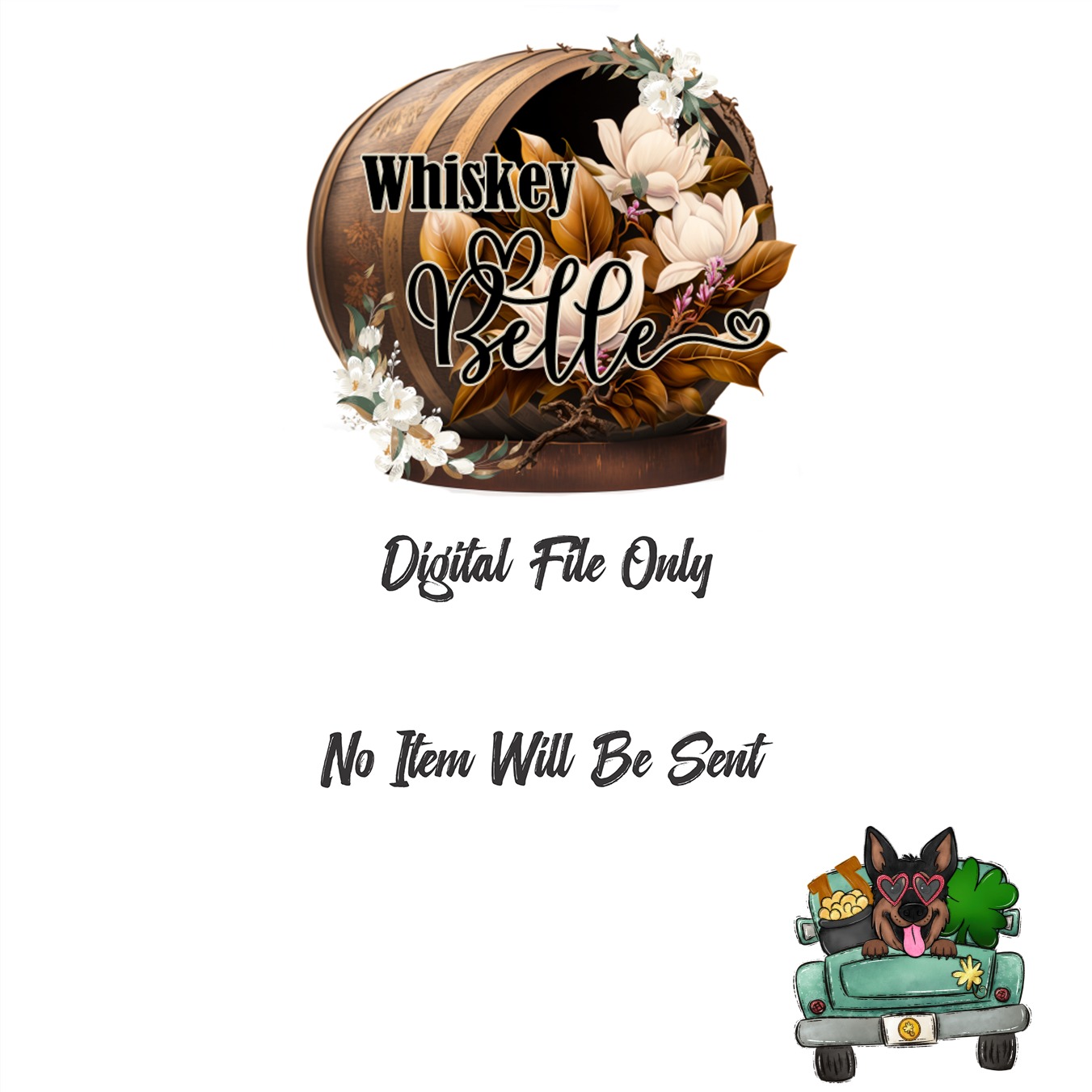 St Patricks Day Dog Digital Download, Sublimation Design, DTF PNG, Funny Truck Lover, Shamrock, Gold Coins - Image 3