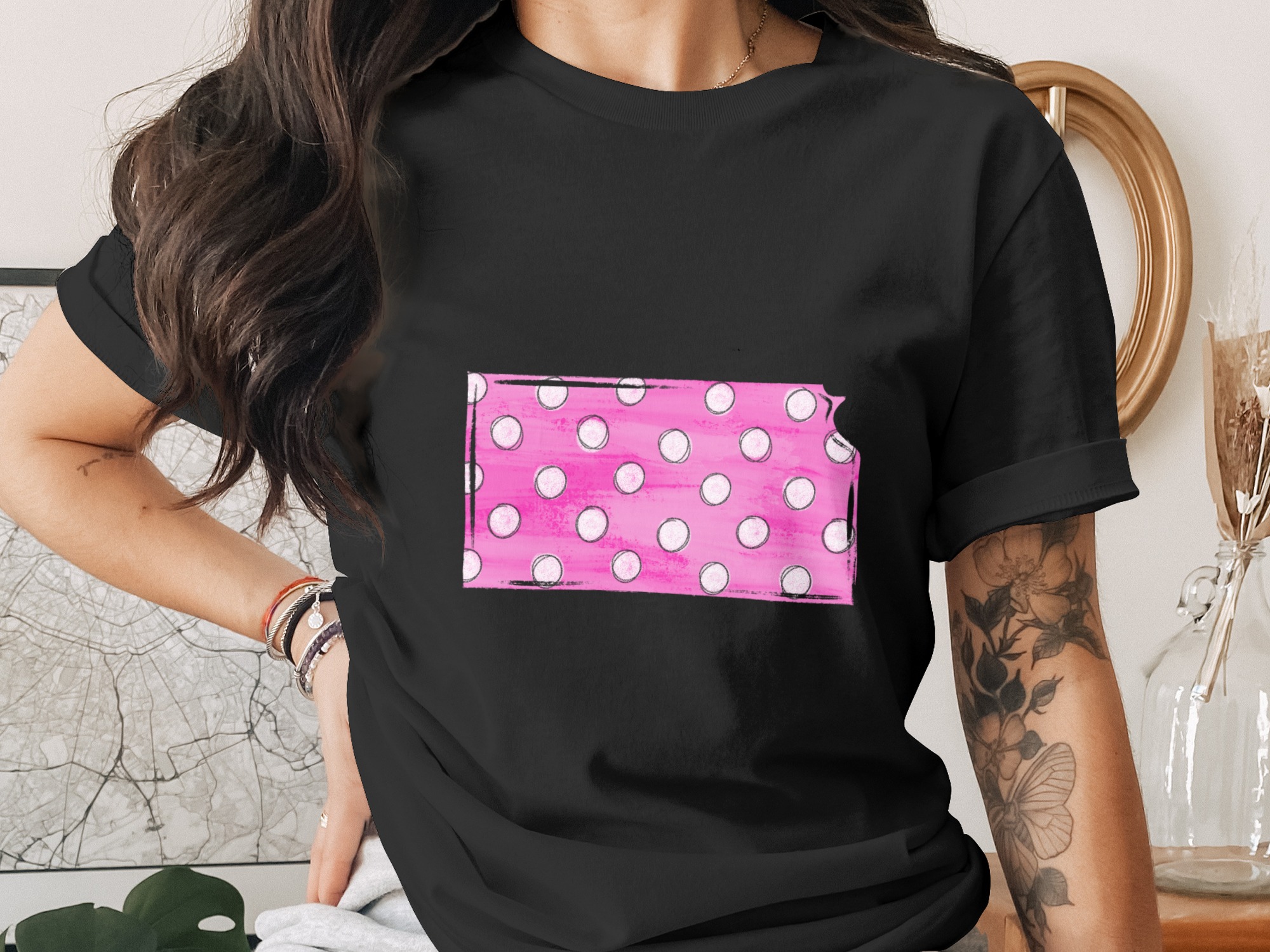 Kansas State Pride Digital Download Sublimation DTF PNG, Pink Polka Dots Kansas Art, State Outline Art, Printable Clipart, DIY Project - Image 3