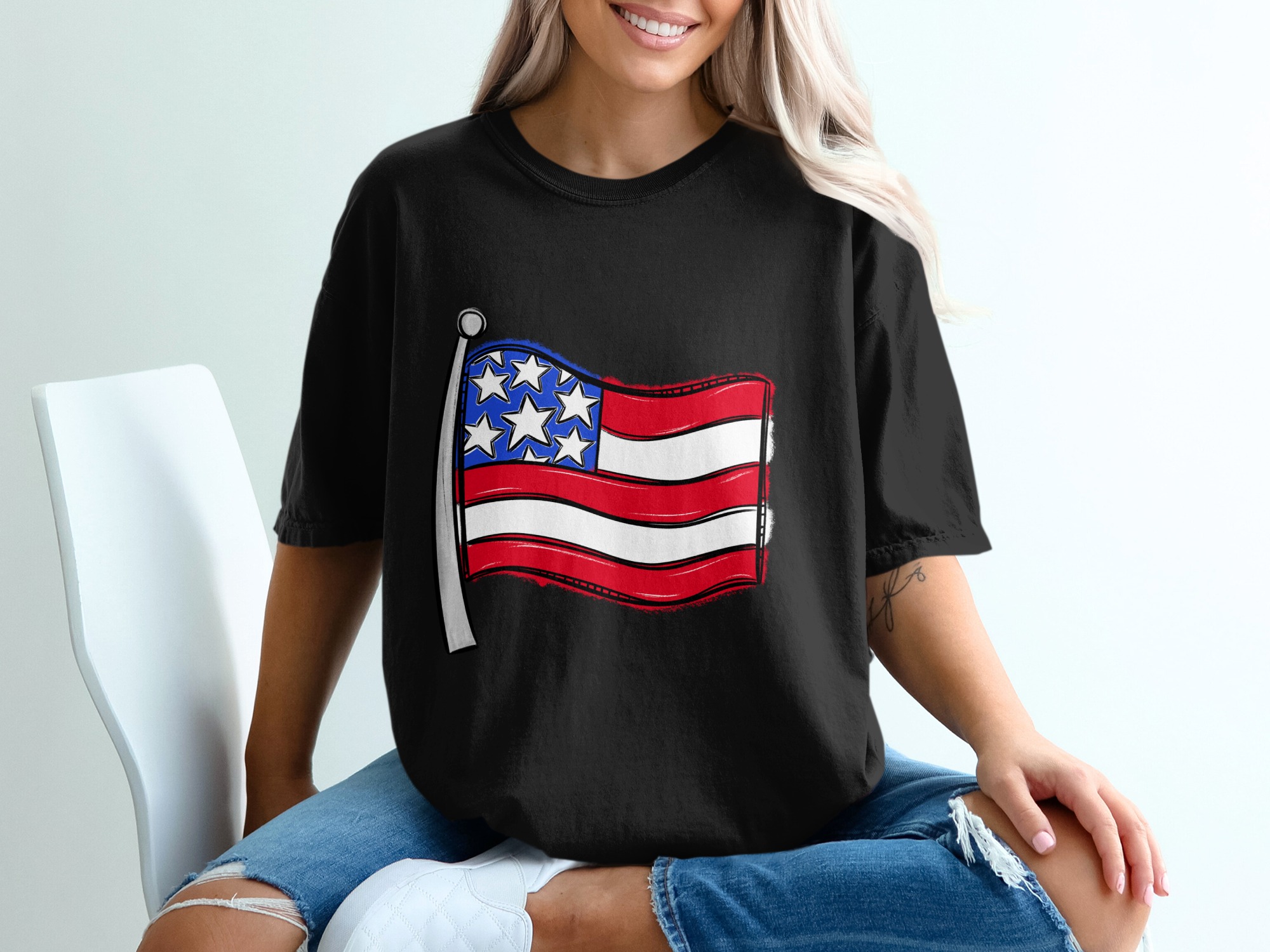 American Flag T-Shirt, USA Patriotic Tee, Fourth of July Shirt, Independence Day, Patriotic American T Shirt, Gift, USA Flag Shirt - Image 2