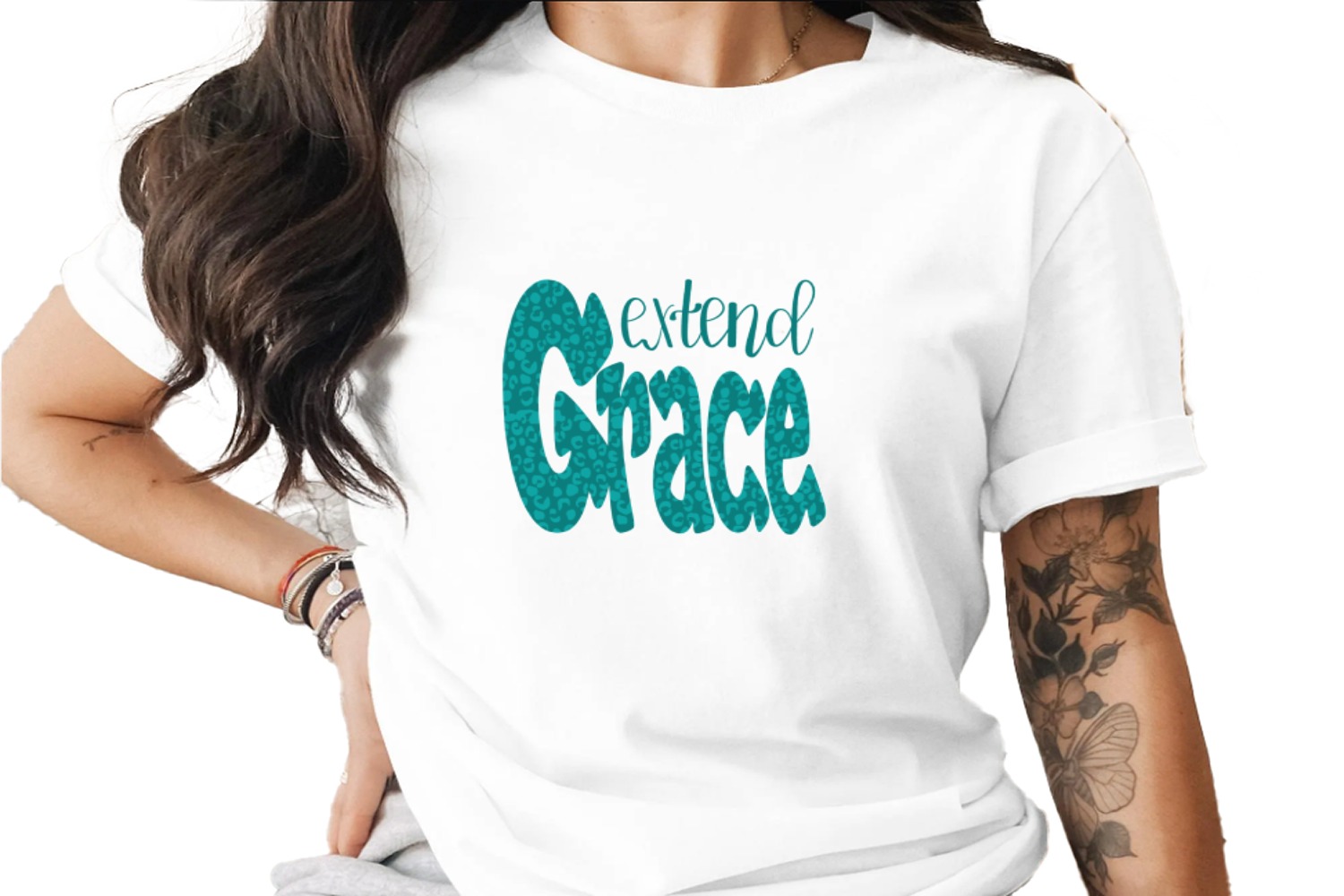 Extend Grace Leopard Print Digital Download, Sublimation Design, DTF PNG, Teal Animal Print, Christian Saying, Motivational Quote Art - Image 4