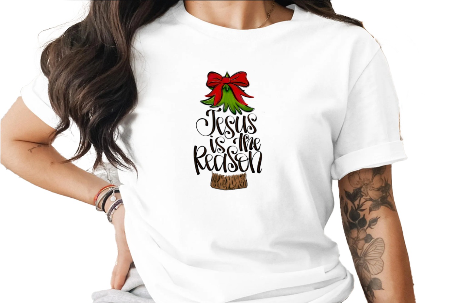 Jesus Is The Reason Digital Download, Christmas Tree, Sublimation PNG, DTF, Religious Holiday, Christian Printable, Christmas Design - Image 4