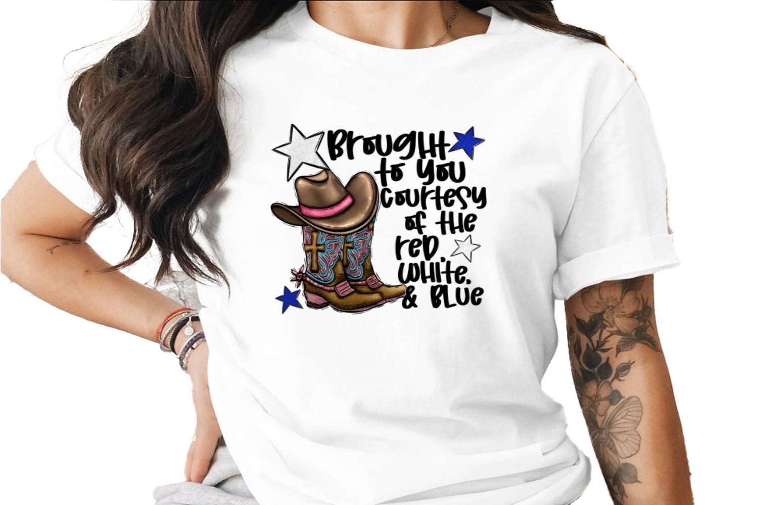 Red White Blue Cowboy Boots Hat, Digital Download Sublimation, DTF PNG, Patriotic Design, Western Graphic, USA Flag, Country, 4th of July - Image 4