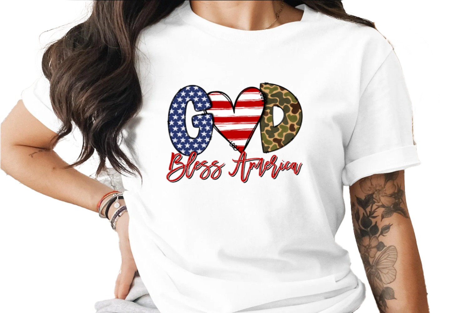 God Bless America PNG, Digital Download Sublimation, Patriotic Design, DTF Printable, USA Flag, Camo Letters, American Pride, Instant - Image 4