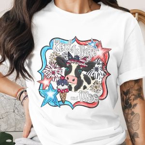 Red White and Moo Cow PNG, Patriotic 4th of July Sublimation Design, Independence Day DTF Digital Download, Cute Farm Animal Art