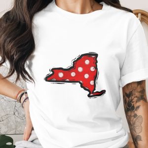 New York Polka Dot Map png, Digital Download, ny State Red White Spots, Distressed Outline, Sublimation dtf Print File, usa State Art
