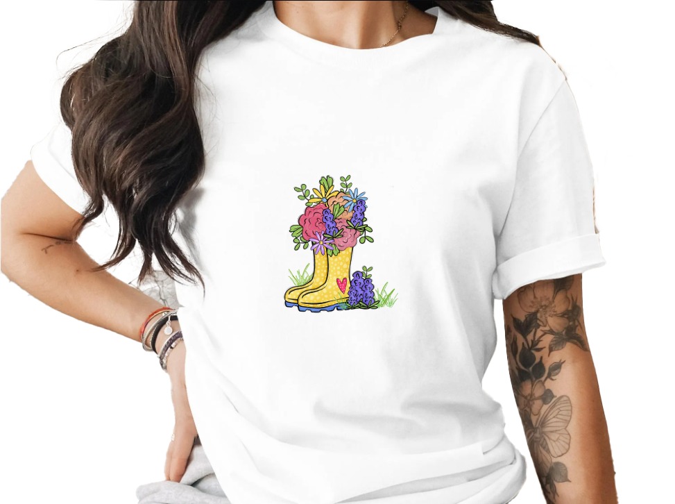 Whimsical Floral Rain Boots PNG, Spring Garden Bouquet Digital Download, Cute Gumboots DTF Sublimation Design, Flower Boots Art - Image 12