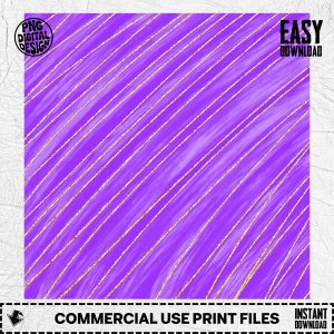 Purple Gold Glitter Stripes Digital Paper, Lavender Brush Stroke PNG, Diagonal Pattern, Sparkly Scrapbook Background, Instant Download