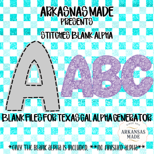 Digital Download Alpha Sublimation DTF PNGs, Stitches Blank Alpha, Texas Gal Generator Files, Custom Letter Template, Gingham Craft Art