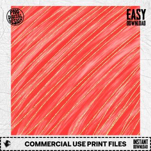 Coral Gold Glitter Stripes Digital Paper, Modern Red Orange Shimmer Background, Diagonal Sparkle Pattern, Digital Download PNG, Glamorous
