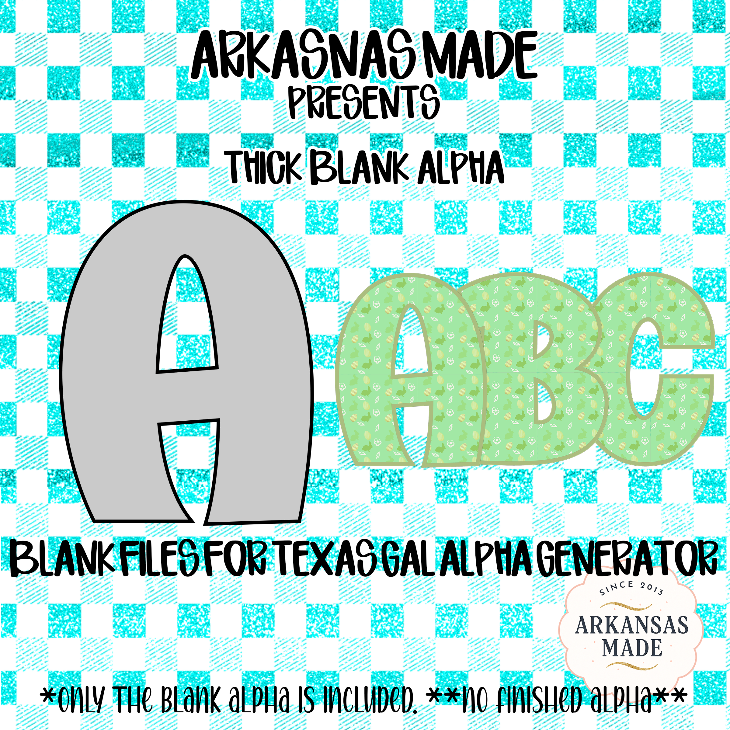 Thick Blank Alpha Digital Download, Sublimation DTF PNGs, Texas Gal Alpha Generator File, Customizable Alphabet Letters, Instant Download