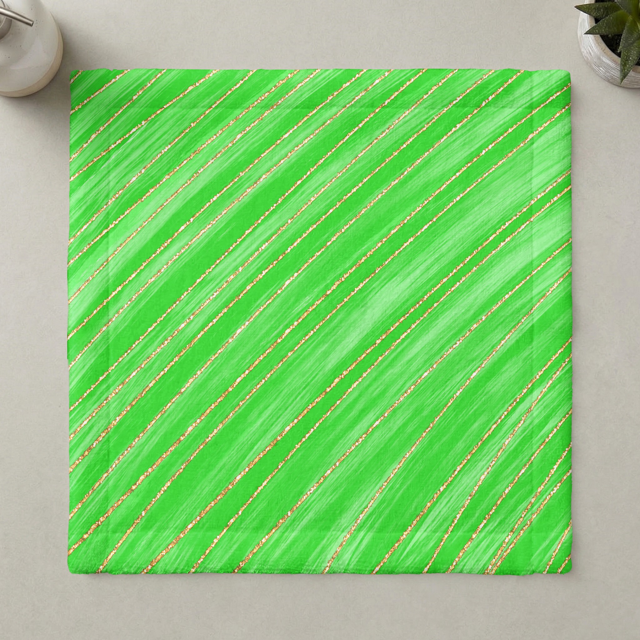 Light Green Gold Glitter Stripes Digital Paper, Digital Download PNG, Bright Green Textured Scrapbook Pattern, Golden Diagonal Lines - Image 3