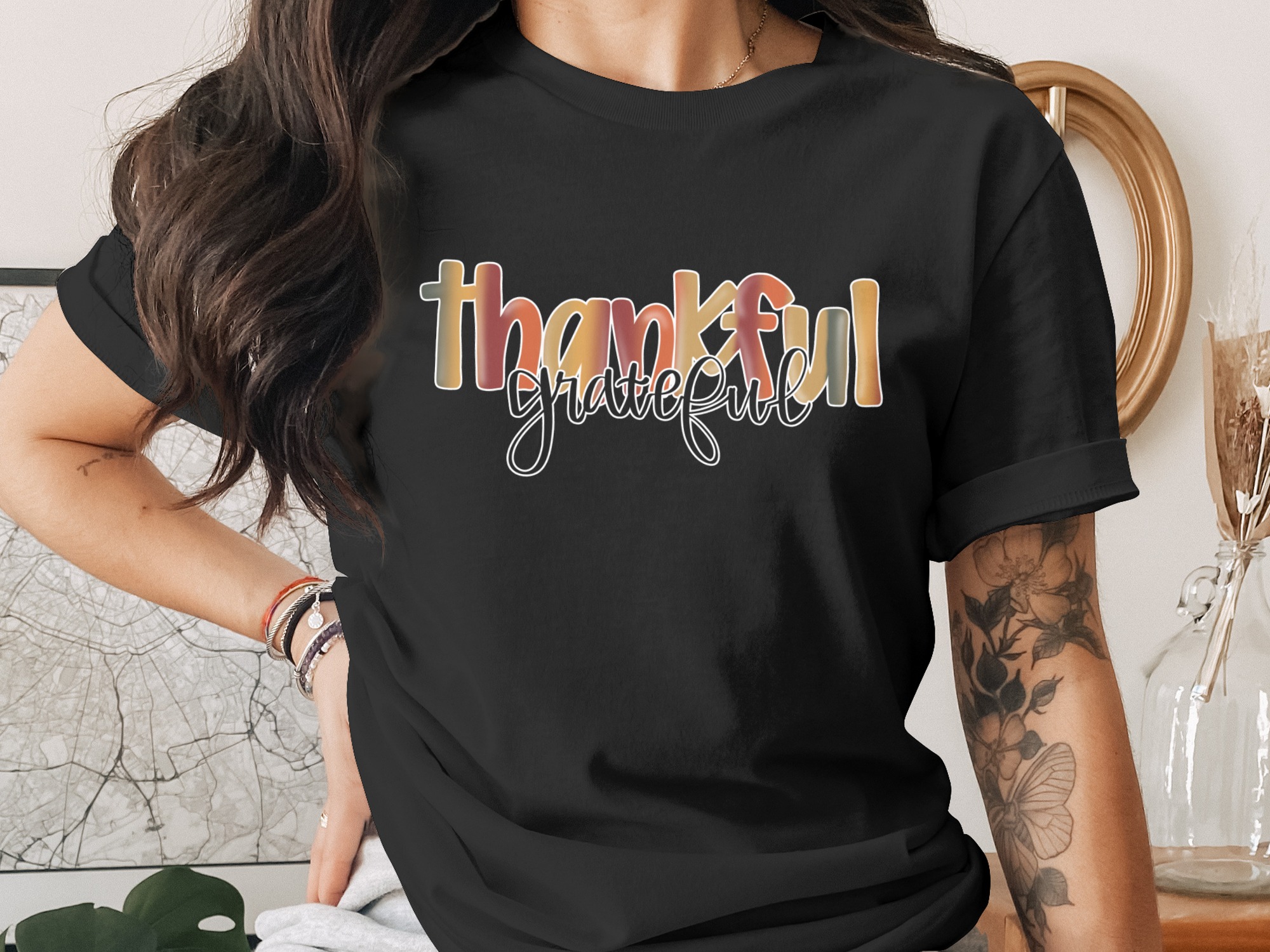 Thankful Grateful PNG Sublimation Digital Download, Autumn Fall DTF Design, Thanksgiving Quote T-Shirt Graphic, Inspirational Print - Image 2