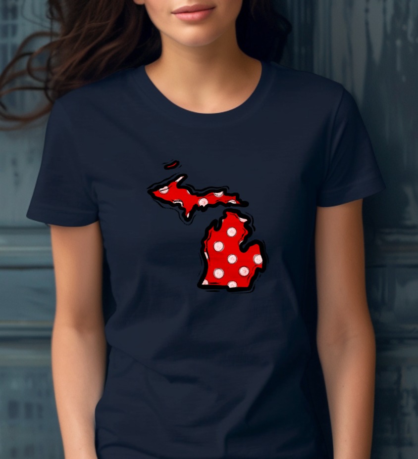 Michigan Polka Dot PNG, Great Lakes State DTF Sublimation, Red White Black Distressed Outline Digital Download, MI Map Artwork - Image 8