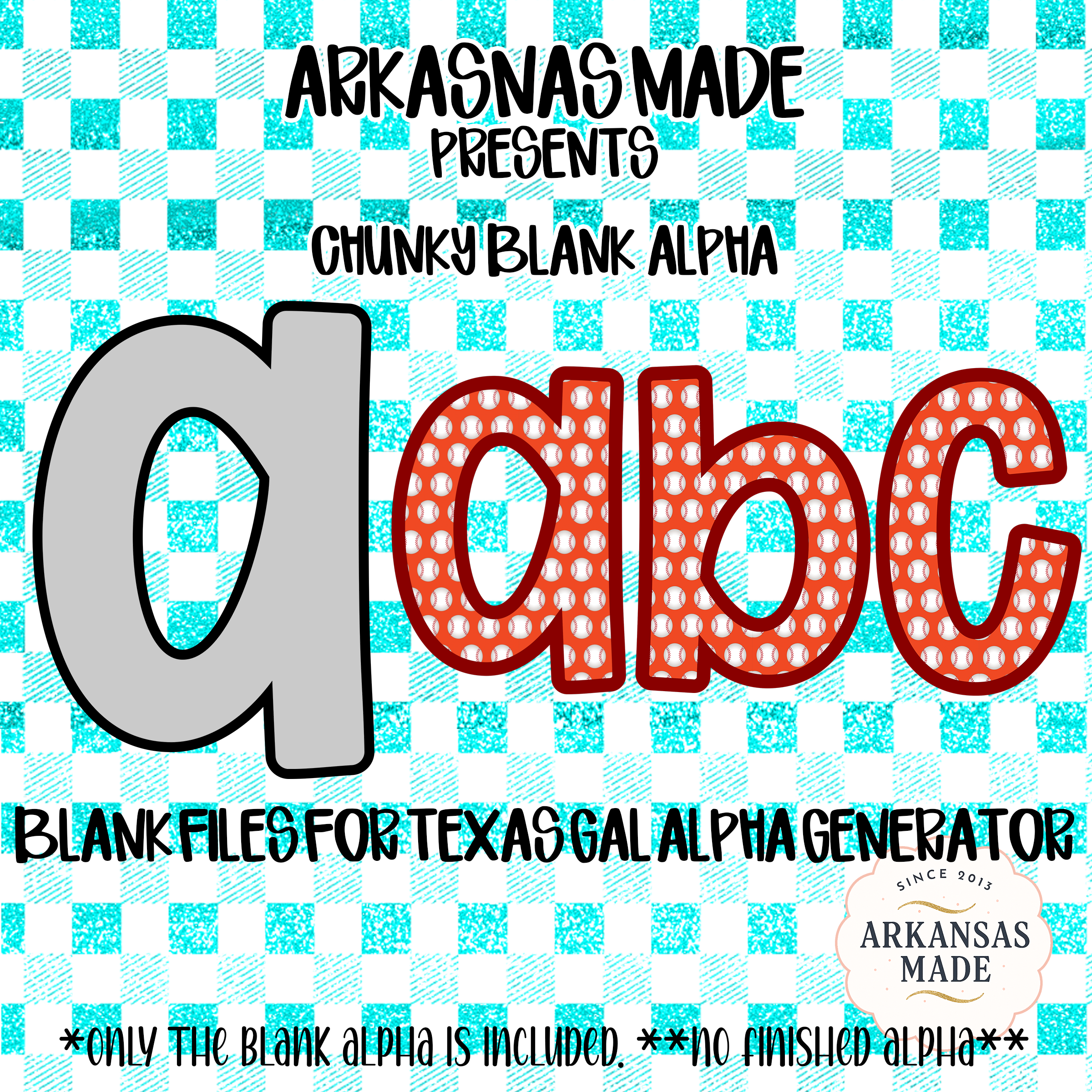 Chunky Blank Alpha Baseball Letters, Texas Gal Alpha Generator Files, Digital Download Alpha Sublimation DTF PNGs, Custom Text DIY, Instant