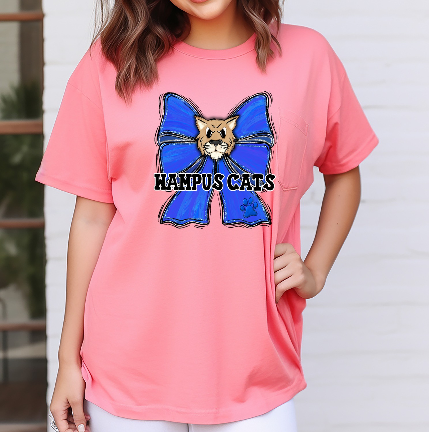 Wampus Cats DTF PNG, Digital Download, Sublimation Design, Blue Glitter Bow, Fierce Cat Mascot, Paw Print, School Spirit, Game Day Graphic - Image 7